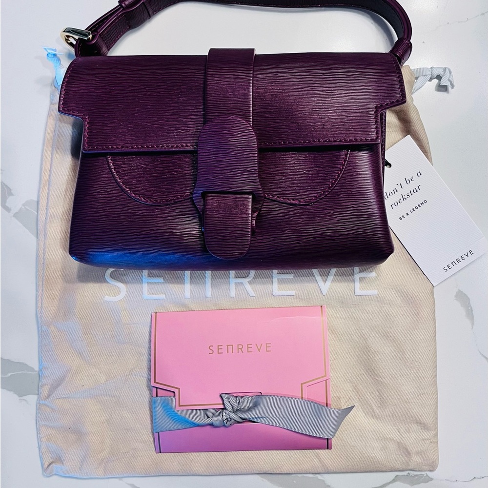 NWT Senreve Aria Leather belt bag - Mimosa- Bordeaux and gold